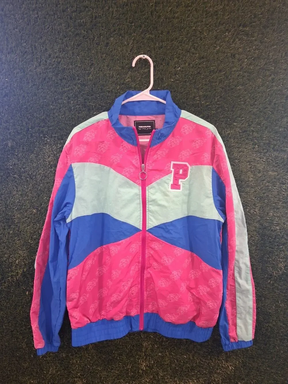 Pink Dolphin Mr Positive Colorblock Windbreaker Jacket Pink Blue Men's Size M